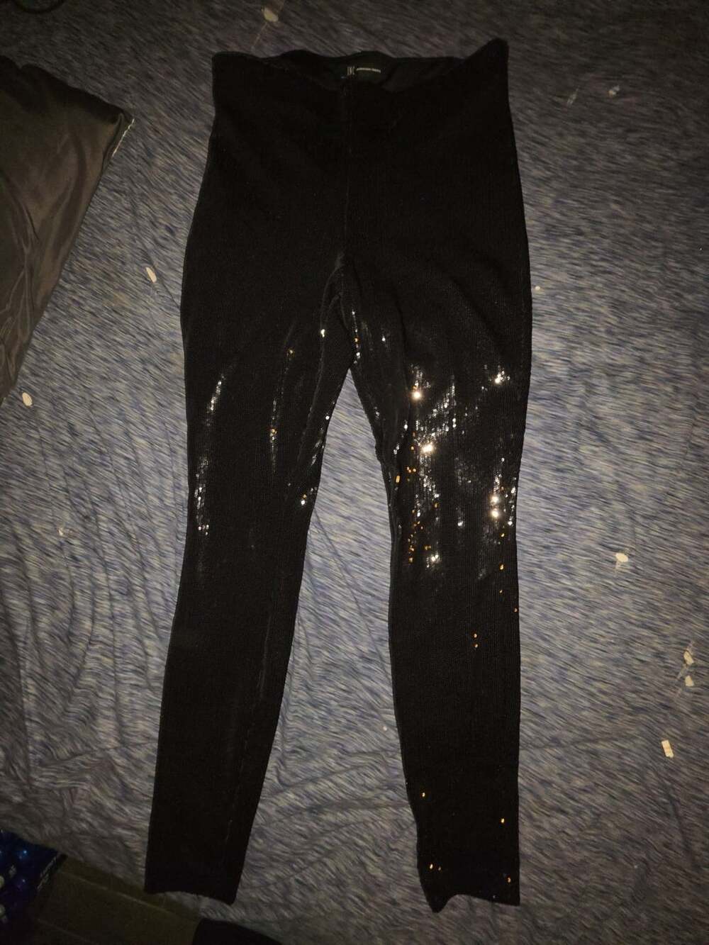 INC International Concepts Sequin Leggings Size M Black